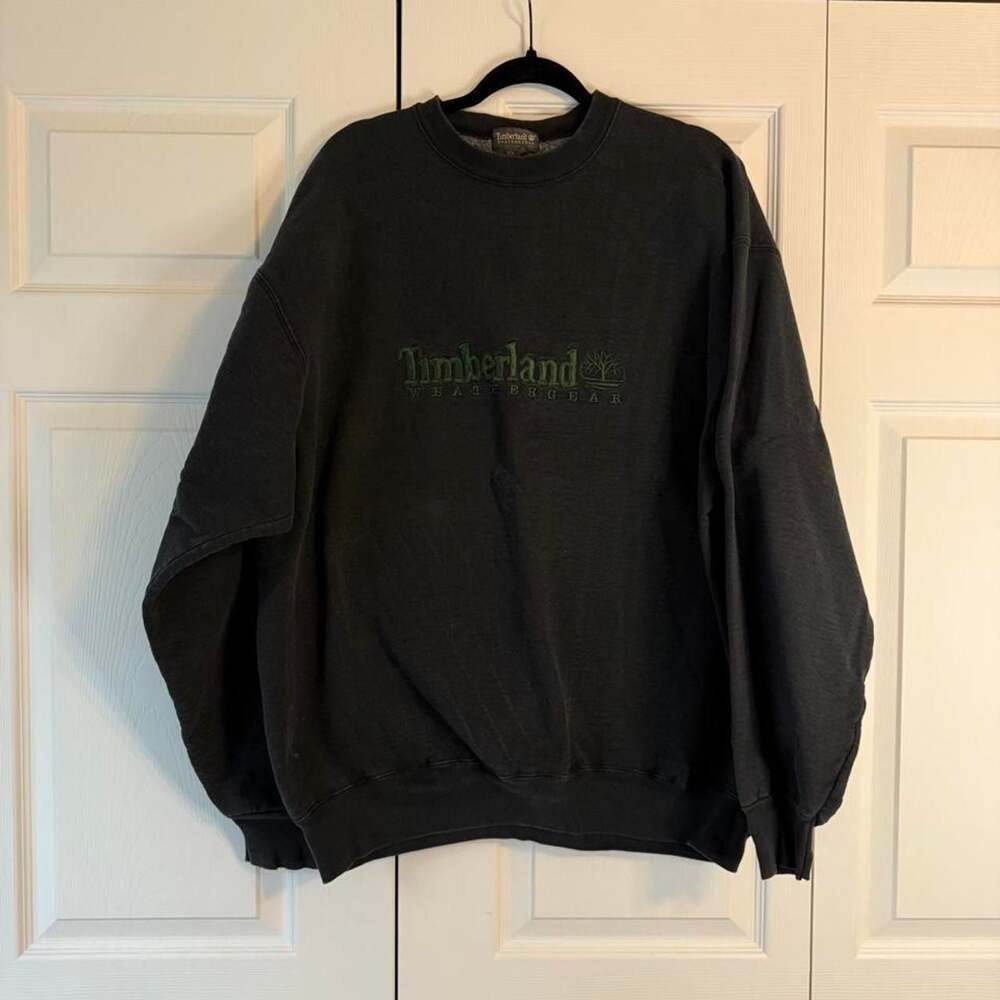 Vintage Timberland Weathergear Embroidered Logo Crewneck Sweatshirt Black XXL